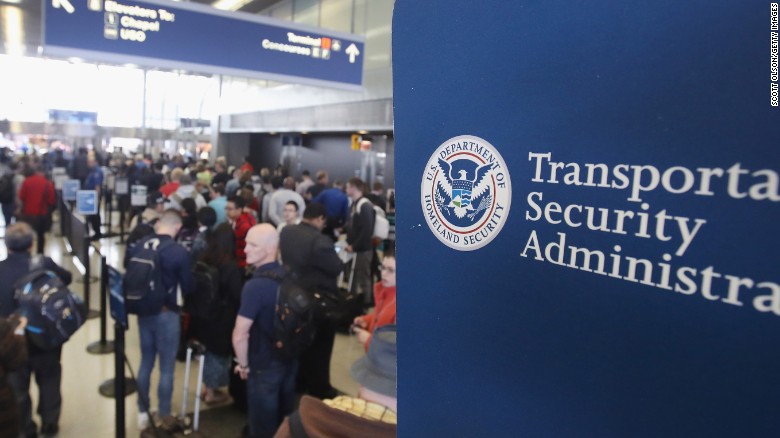Long lines at TSA in airport