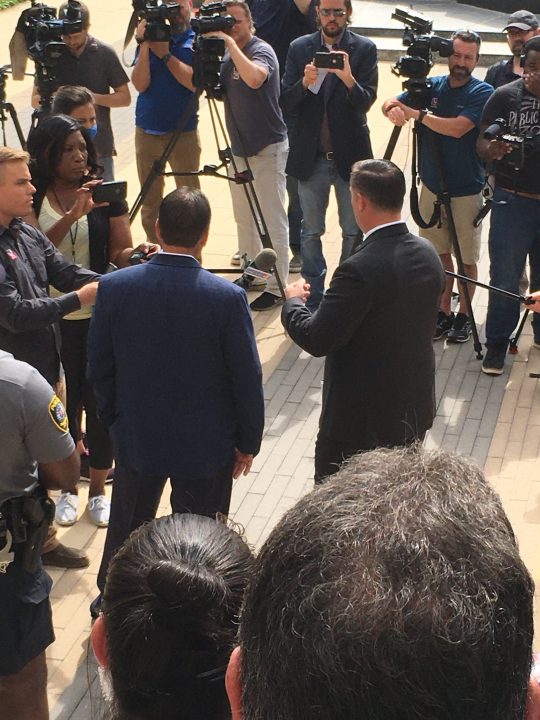 Oklahoma City Fraternal Order of Police gather at OKC City Hall to show support for Police Chief Wade Gourley